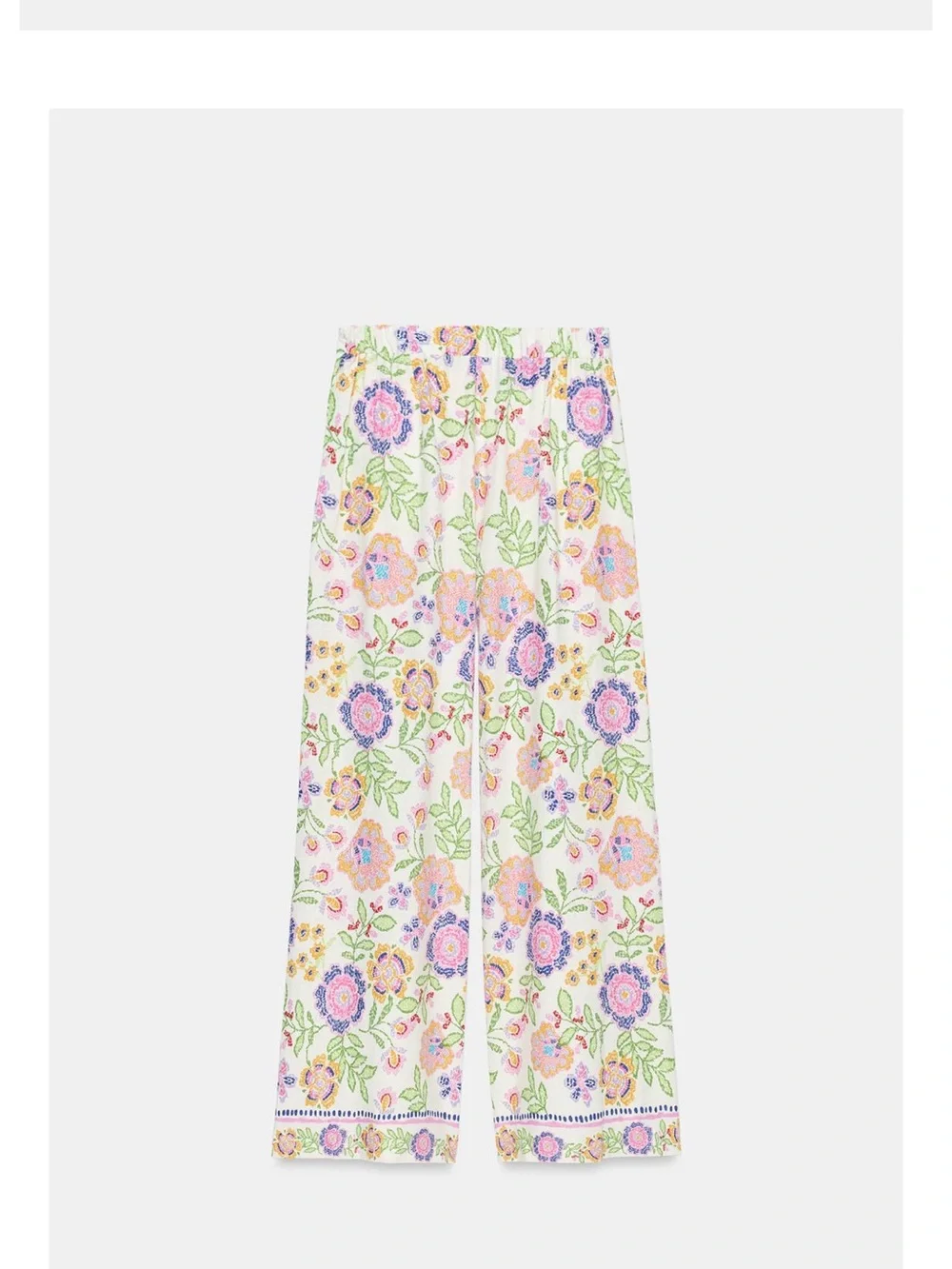 Floral Button-Front Wide-Leg linen Blend 2 PCs pants set- Pink Multi
